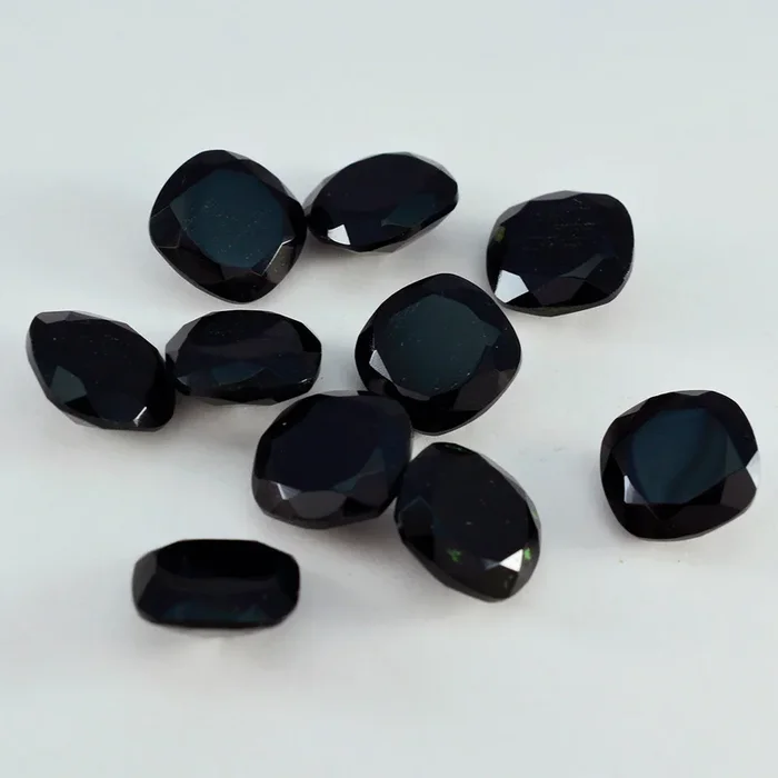 Black Onyx 1PC Tiny 5×5 MM Cushion Faceted Black Sparkling Semi Precious Gems