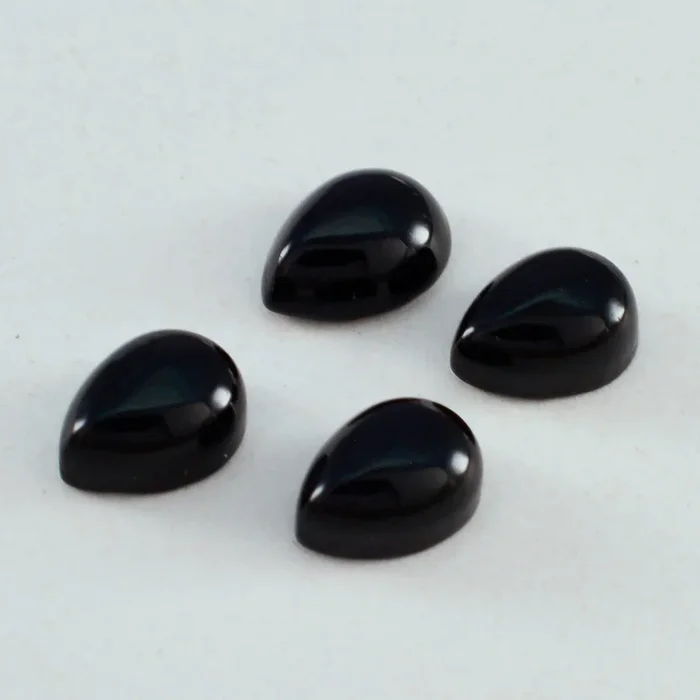 Black Onyx 1PC Tiny 5×7 MM Pear Cabochon Black Natural semi Precious Semi Precious Gemstone
