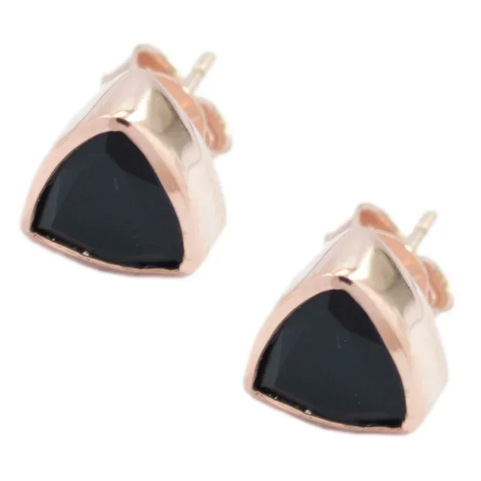 Black Onyx American Aiko Solitaire Stud Black 925 Silver Earring