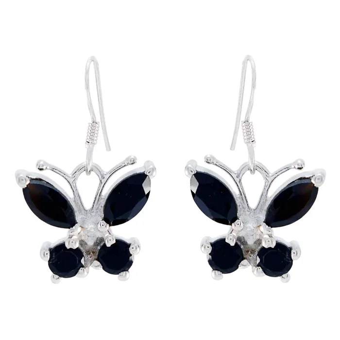 Black Onyx American Emi multiple Dangle Black 925 Silver Earring