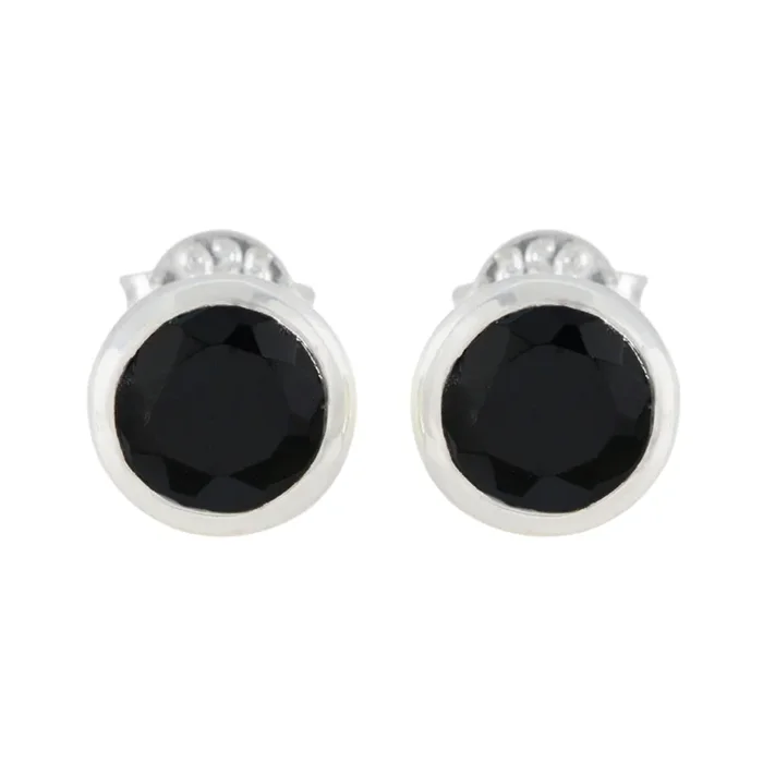 Black Onyx American Seo-yeon Solitaire Stud Black 925 Sterling Silver Earring