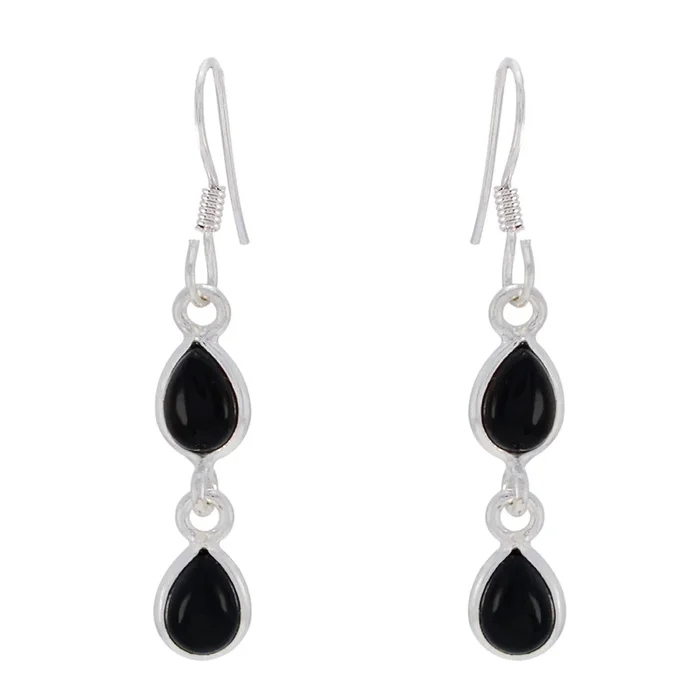 Black Onyx American Valentina multiple Dangle Black 925 Sterling Silver Earring
