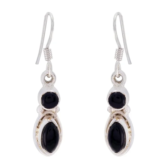 Black Onyx Australian Alice multiple Dangle Black 925 Silver Earring
