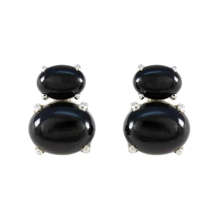 Black Onyx Australian Pilar Toi et Moi Stud Black 92.5 Silver Earring