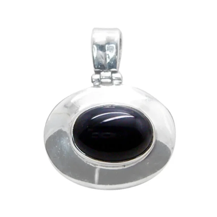 Black Onyx Classic Italian 925 Silver Solitaire Patricia Glamorous Black Pendant Jewelry