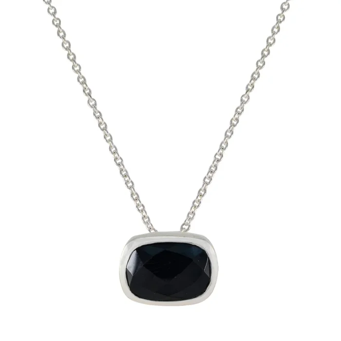 Black Onyx Classic Italian Sterling Silver Solitaire Aaliyah Graceful Black Pendant Jewellery