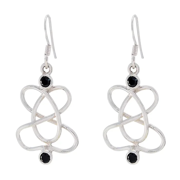 Black Onyx Korean Eun-ji multiple Dangle Black 925 Sterling Silver Earring