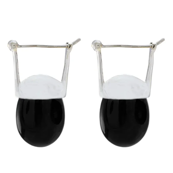 Black Onyx Latin American Elena Solitaire Dangle Black 92.5 Silver Earring
