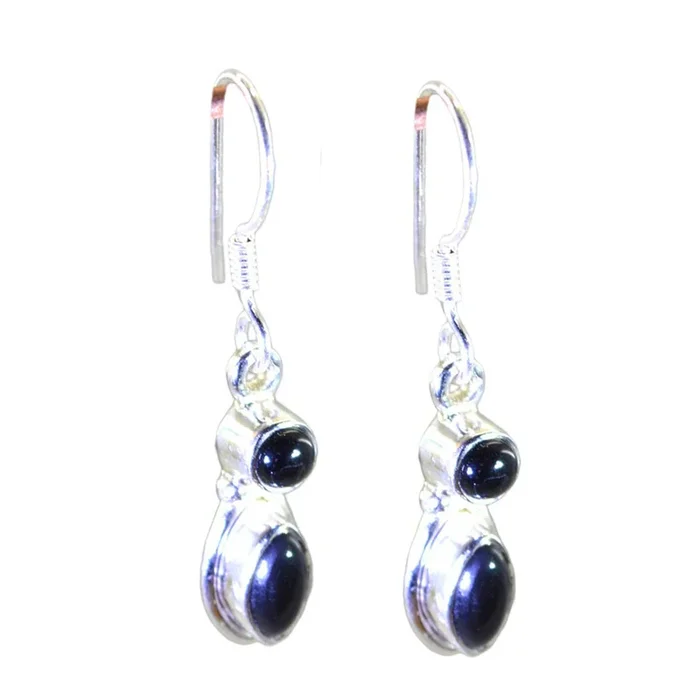Black Onyx Middle Eastern Agnes multiple Dangle Black Sterling Silver Earring