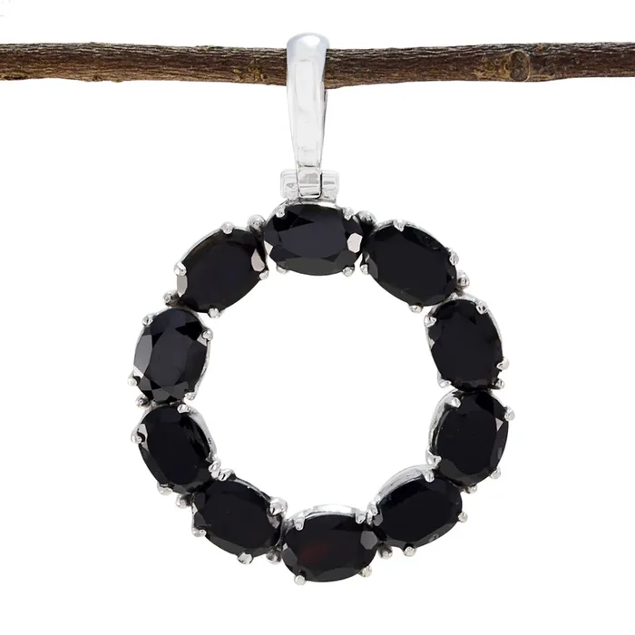 Black Onyx Slim Moroccan Sterling Silver multiple Lourdes Sophisticated Black Pendant Jewellery