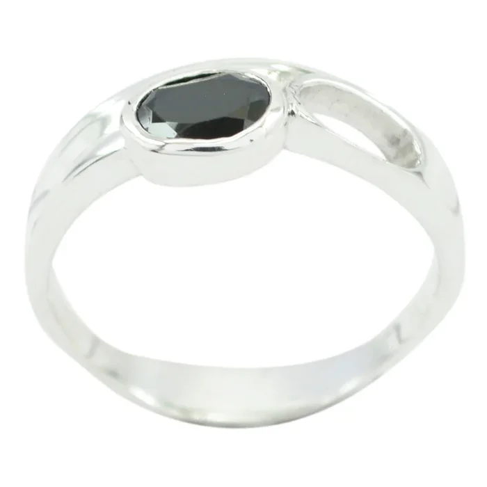 Black Onyx Solitaire Egyptian Sterling Silver Black Gems Featherlight Ethnic Ring Jewellery