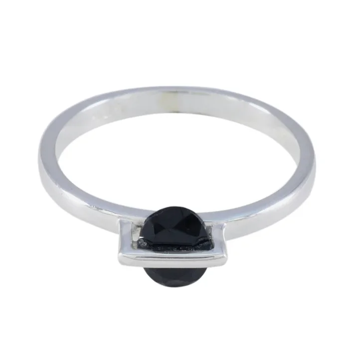 Black Onyx Solitaire Turkish 92.5 Silver Black Gemstones Delicate Fairytale Ring Jewelry