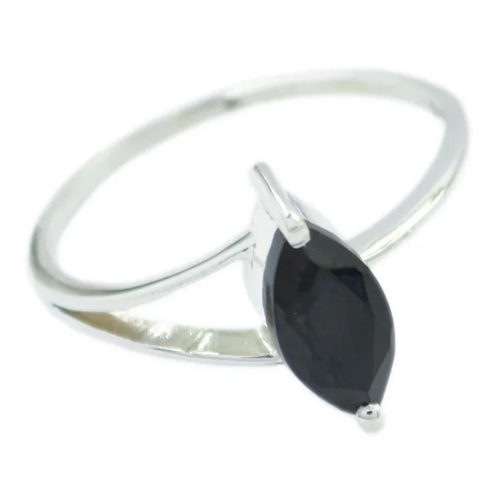Black Onyx Solitaire Turkish Silver Black Gems Elegant Trendy Ring Jewelry