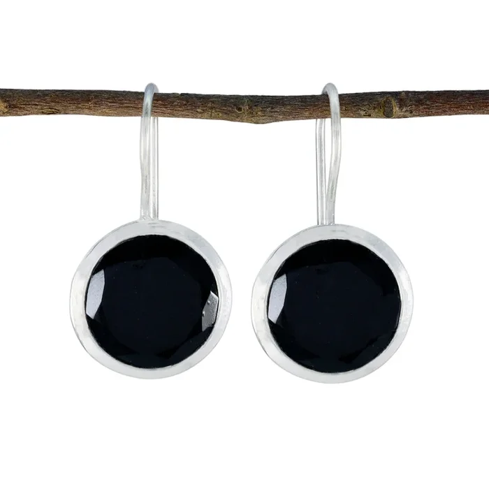 Black Onyx Turkish Sophia Solitaire Dangle Black 925 Sterling Silver Earring