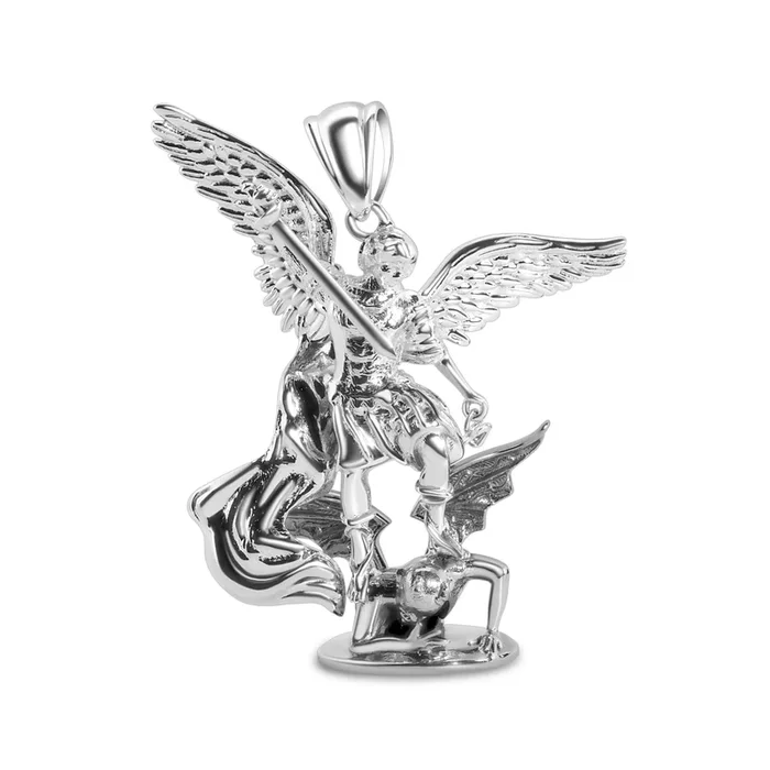 Black Rhodium 925 Sterling Silver Saint Michael Archangel Small Pendant – GMP00151