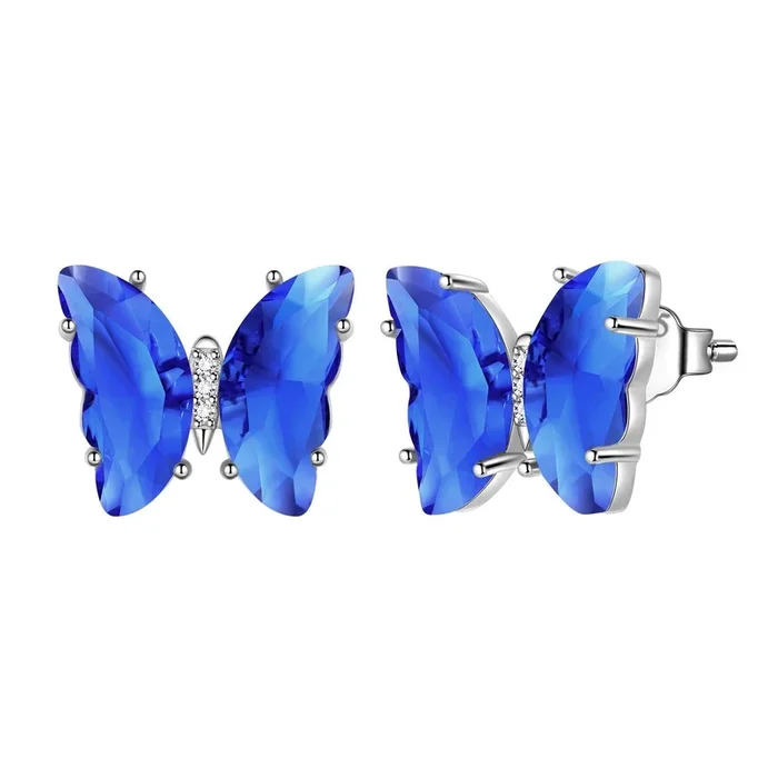 Blaue Schmetterlings-Ohrringe, Saphir-Geburtsstein für September, Damen- und Mädchen-Schmuck, Geburtstagsgeschenk