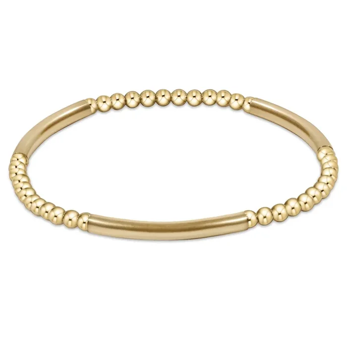 Bliss Bar Gold Pattern 3mm Bead Bracelet – Gold