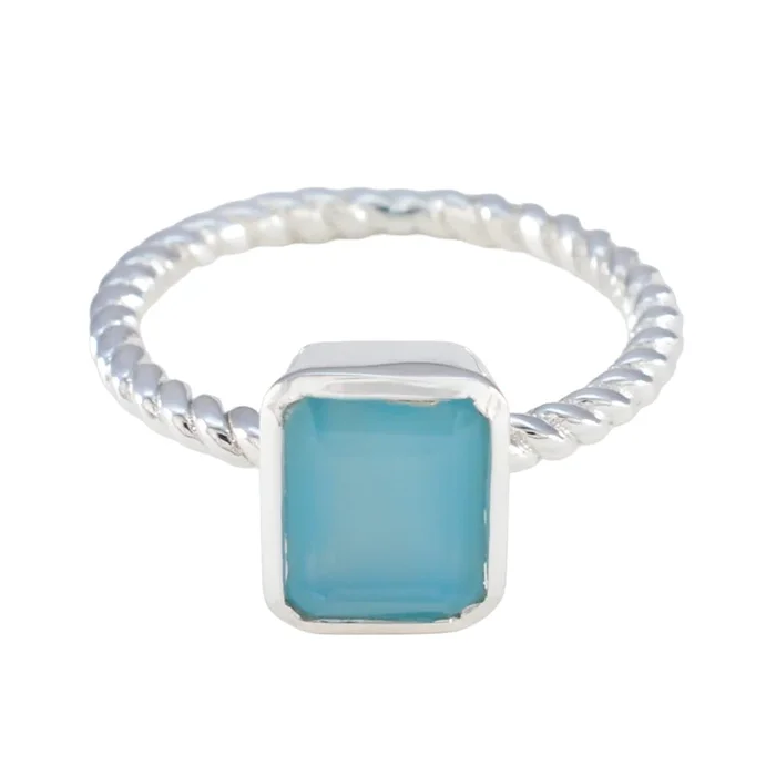 Blue Chalcedony Solitaire Indian Sterling Silver Blue Gemstone Featherlight Fairytale Ring Jewellery