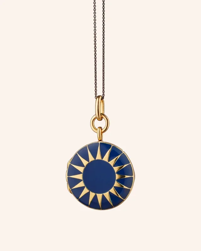 Blue Enamel Vermeil Round Locket