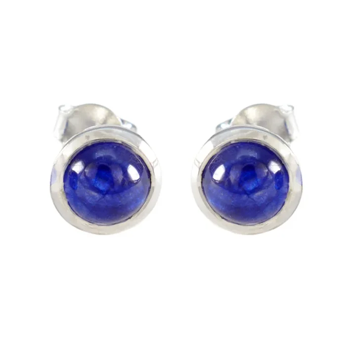 Blue Sapphire CZ American Riley Solitaire Stud Blue Sterling Silver Earring