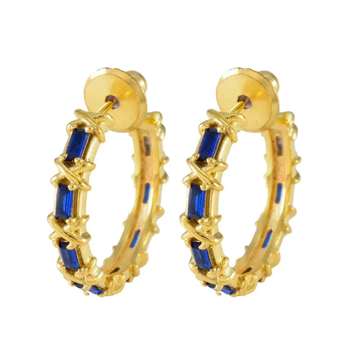 Blue Sapphire CZ Mexican Abigail multiple Stud Blue Sterling Silver Earring
