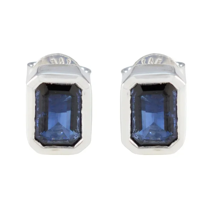 Blue Sapphire Mexican Milagros Solitaire Stud Blue 925 Sterling Silver Earring