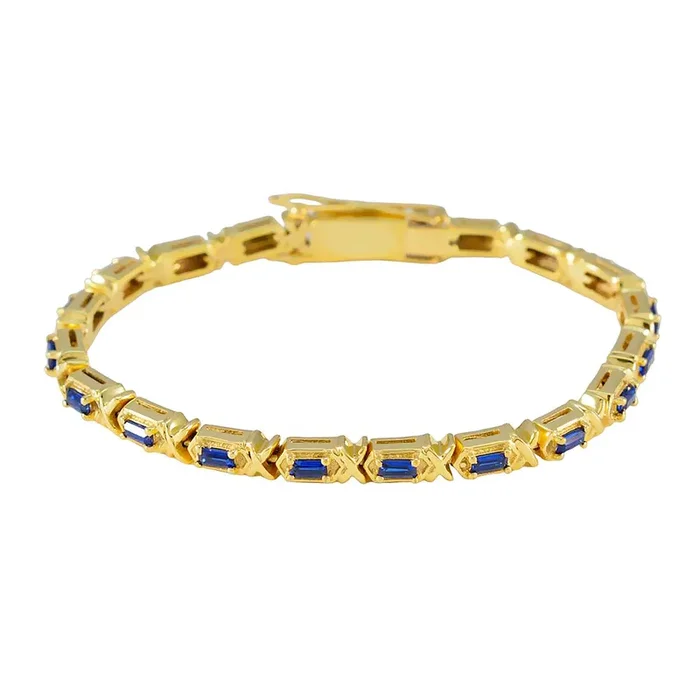 Blue Supphire CZ 12 Days of Christmas Eye-catching Blue Silver Tennis Bracelet