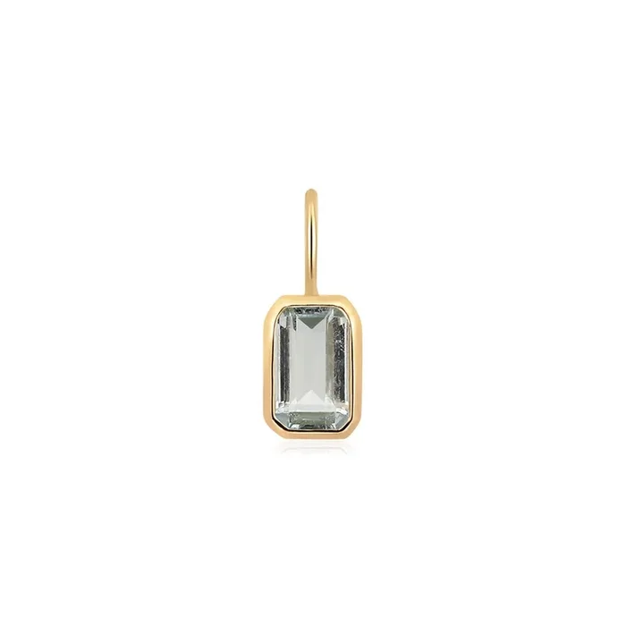 Blue Topaz 14K Yellow Gold Bezel Charm