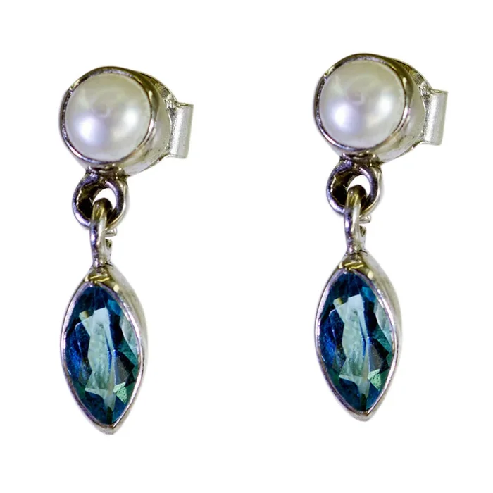 Blue Topaz American Ángeles multiple Stud Blue 925 Silver Earring