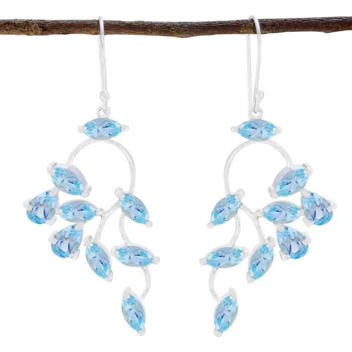 Blue topaz Australian Eleanor multiple Dangle Blue 925 Sterling Silver Earring