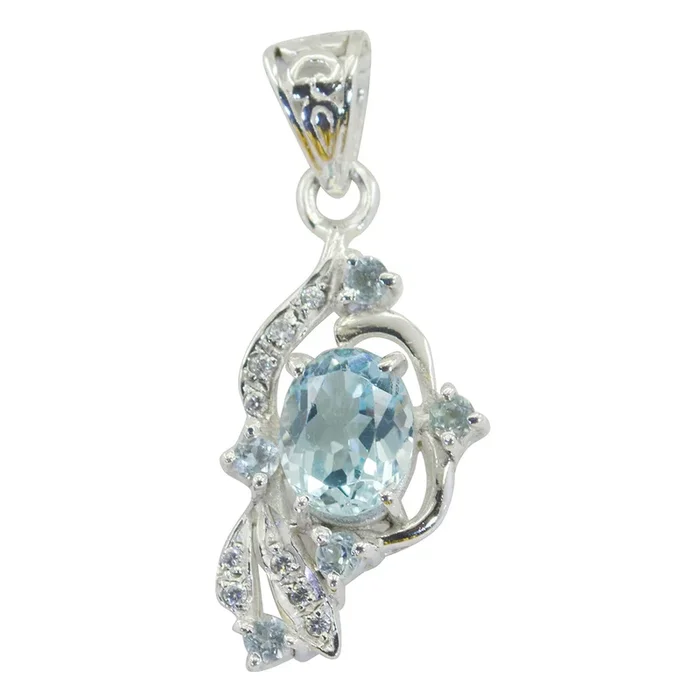 Blue Topaz Classic African Sterling Silver multiple Aria Bubble Blue Pendant Jewellery