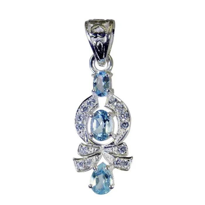 Blue Topaz Classic Indian Silver multiple Natcha Cocktail Blue Pendant Jewelry