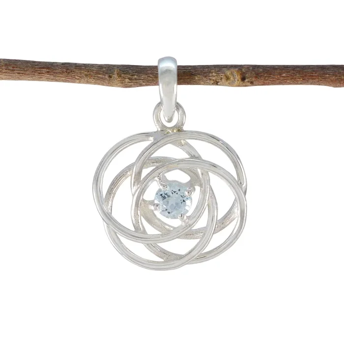 Blue Topaz Delicate Italian 92.5 Silver Solitaire Valentina antique Blue Pendant Jewellery