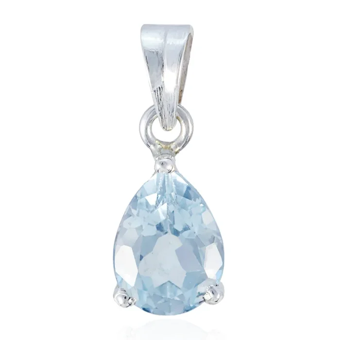 Blue Topaz Delicate Spanish Sterling Silver Solitaire Skylar valentine Blue Pendant Jewellery