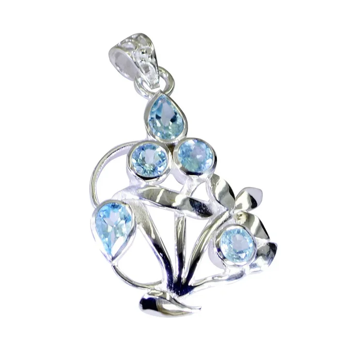 Blue Topaz Edgy Mexican Sterling Silver multiple Natalie Love Blue Pendant Jewellery
