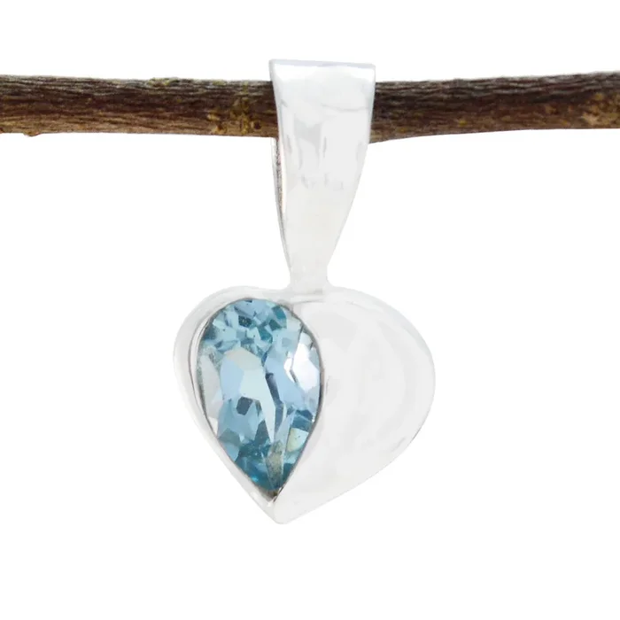 Blue Topaz Elegant Japanese Sterling Silver Solitaire Xiu Love Blue Pendant Jewellery