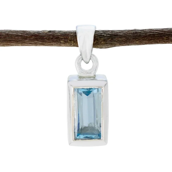 Blue Topaz Elegant Korean Sterling Silver Solitaire Ying wedding Blue Pendant Jewellery