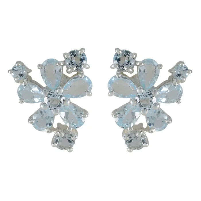 Blue Topaz German Genesis multiple Stud Blue 92.5 Silver Earring