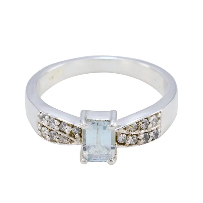 Blue Topaz Halo African Sterling Silver Blue Gems Featherlight Graceful Ring Jewellery