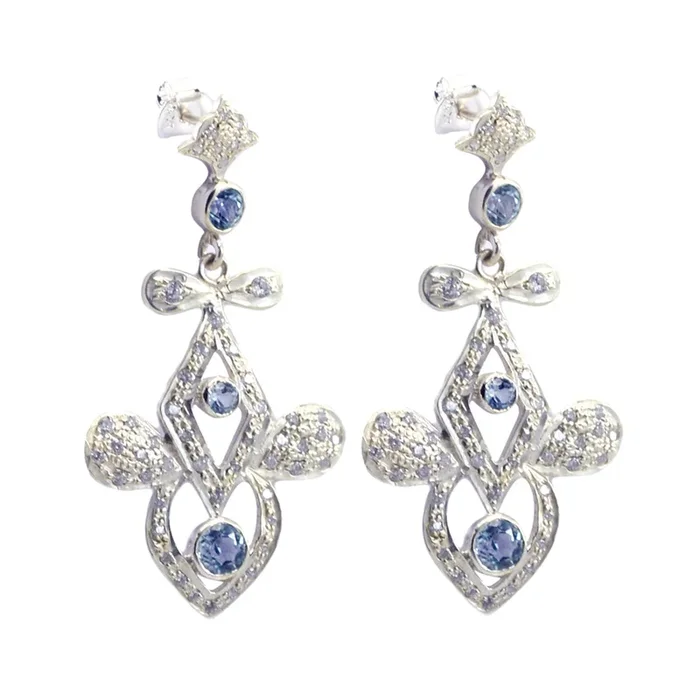 Blue topaz Indian Liyana multiple Stud Blue Silver Earring