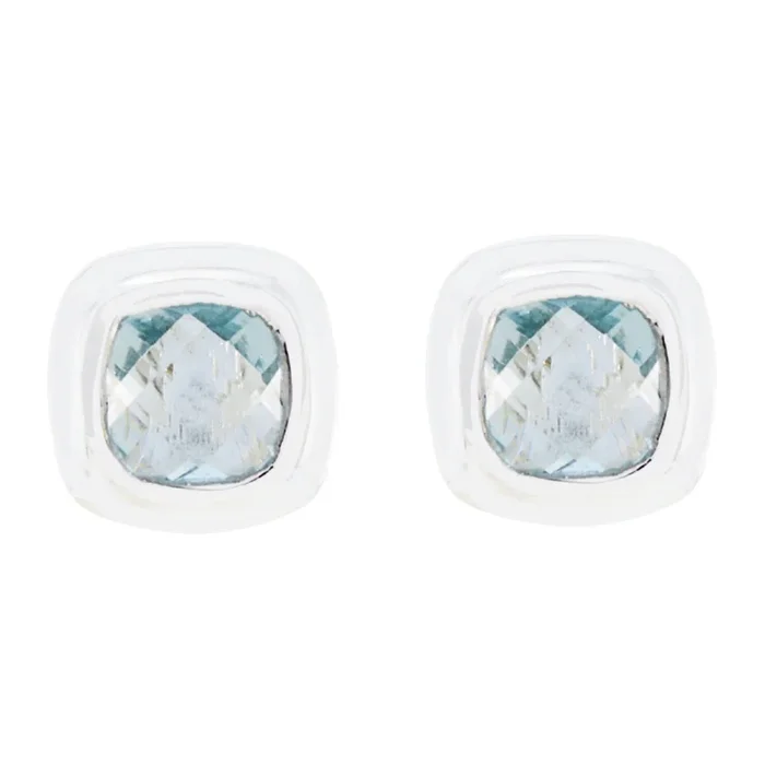 Blue topaz Italian Ángeles Solitaire Stud Blue 925 Sterling Silver Earring