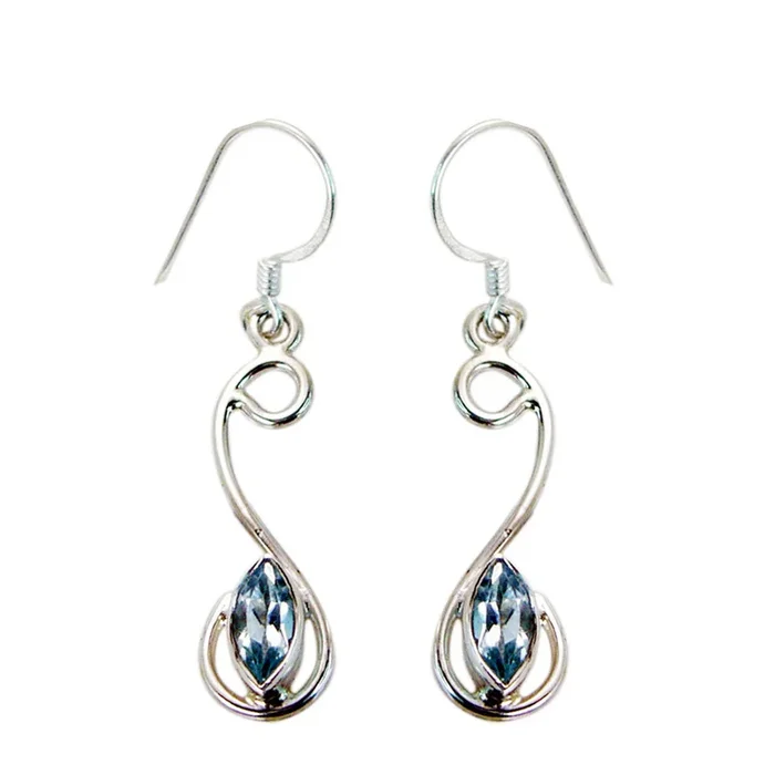Blue Topaz Japanese Bianca multiple Dangle Blue Silver Earring
