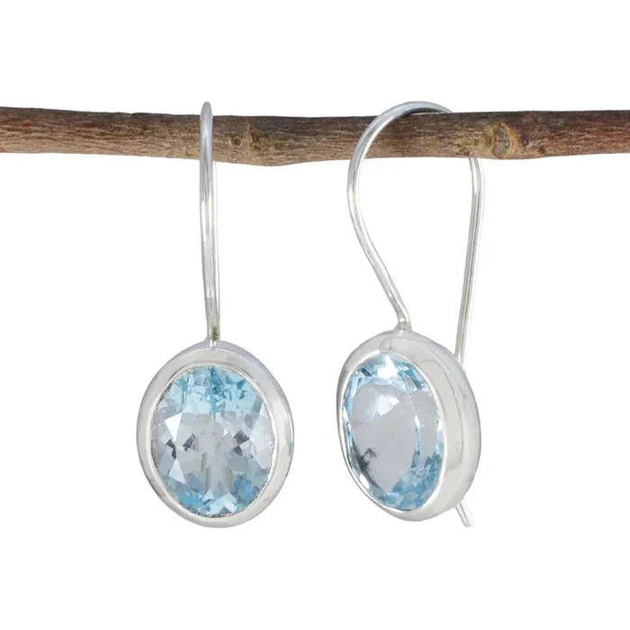 Blue Topaz Latin American Lucia Solitaire Dangle Blue 925 Sterling Silver Earring