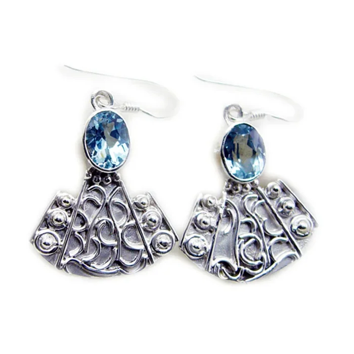 Blue Topaz Mexican Carolina multiple Dangle Blue 92.5 Silver Earring