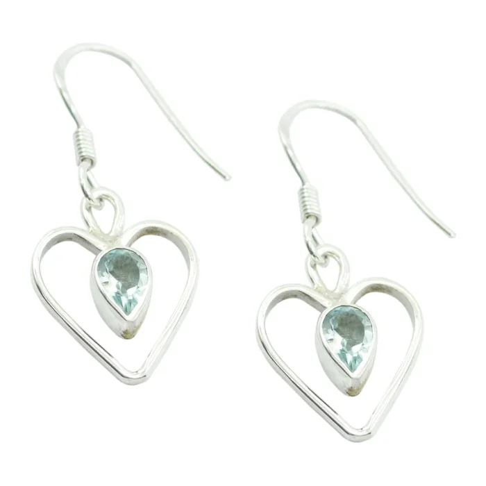 Blue topaz Mexican Ines multiple Dangle Blue Silver Earring