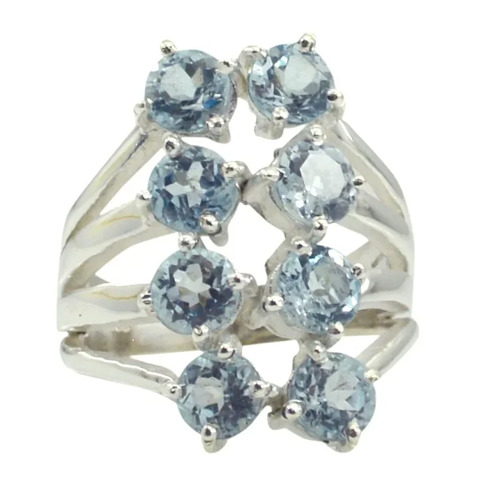Blue Topaz octa African 92.5 Silver Blue Gemstone Eye-catching Contemporary Ring Jewellery