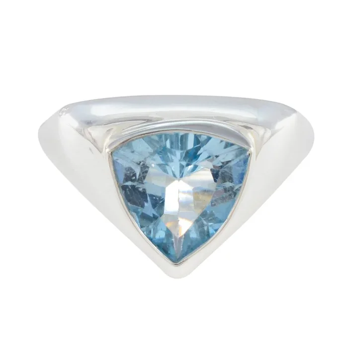 Blue Topaz Solitaire Moroccan 92.5 Silver Blue Gemstones Versatile Traditional Ring Jewellery