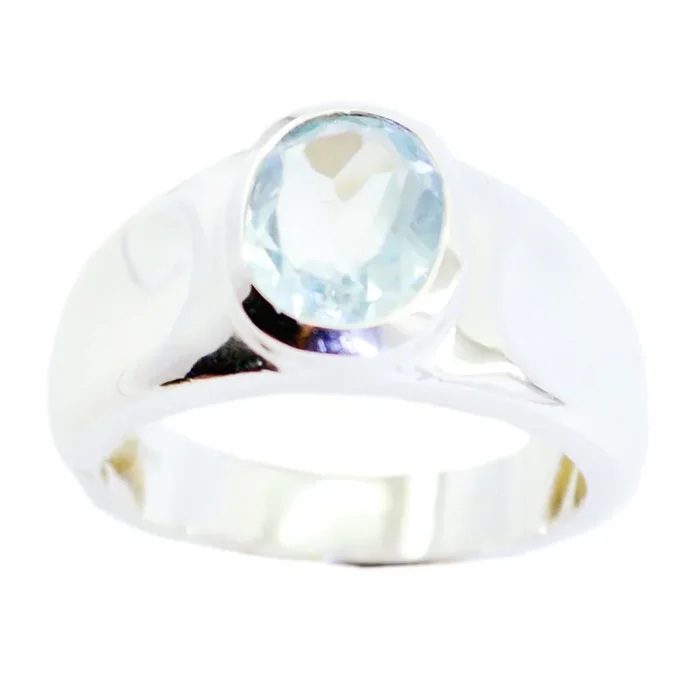 Blue Topaz Solitaire Russian Sterling Silver Blue Gems Eye-catching Engagement Ring Jewellery