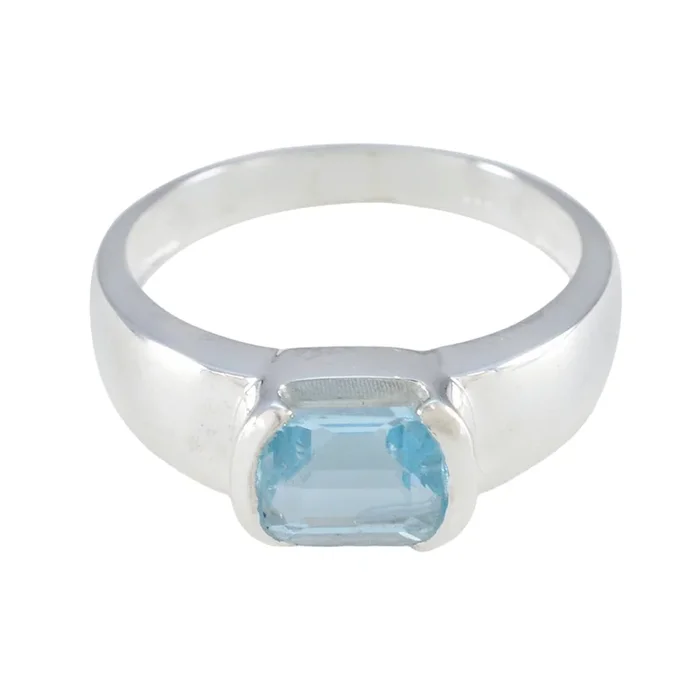 Blue Topaz Solitaire Russian Sterling Silver Blue Gemstone Minimal Fairytale Ring Jewellery