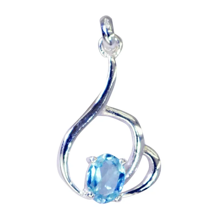 Blue Topaz Tiny Italian 92.5 Silver Solitaire Cecilia Love Blue Pendant Jewellery